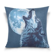 Howling Wolf and Moon Throw Pillow Covers Couch Pillowcases Decor for Bed Sofa 18" x 18"