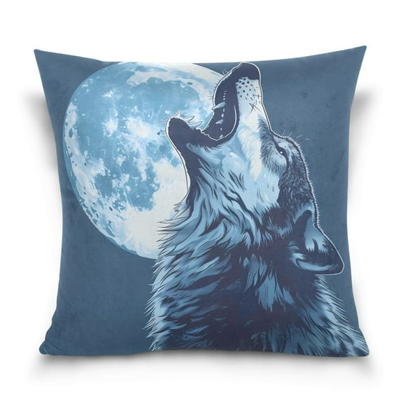 Howling Wolf and Moon Throw Pillow Covers Couch Pillowcases Decor for Bed Sofa 18" x 18"