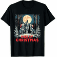 thumbnail image 1 of Howling Wolves Merry Christmas Holiday Design T-Shirt for Men Women, 1 of 4