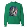 thumbnail image 1 of Howling Wolves into the Night Sky with Stars and Stripes | Mens Animal Lover Crewneck Graphic Sweatshirt, Kelly, 3XL, 1 of 3