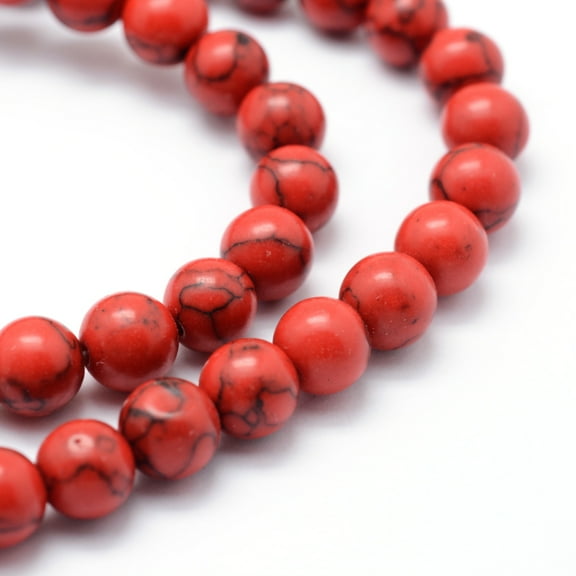 Howlite Bead Strand Dyed Round Red 8mm Hole: 1mm about 50pcs/strand about 15 inch
