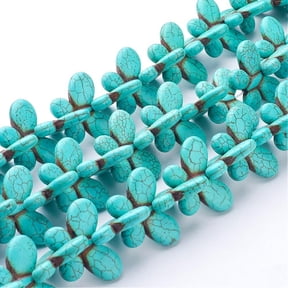 Howlite Beads Strands Dyed & Heated Butterfly Turquoise 35x25x6mm Hole: 1mm about 27pcs/strand 15.9 inch about 6strands/1000g Howlite