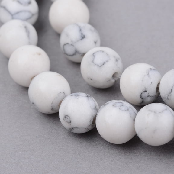 Howlite Beads Strands Round Frosted 6~6.5mm Hole: 1mm 63pcs/strand 14.5 inch