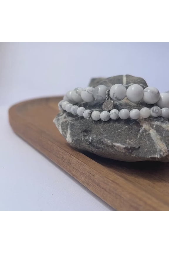 Howlite Bracelet Mini | Stone Beads Bracelet | Focus on Heart Chakra | Stunning Gem Patterns Tones | I stay calm in stressful situations. Howlite is thesoothing stone. Its peaceful energy p