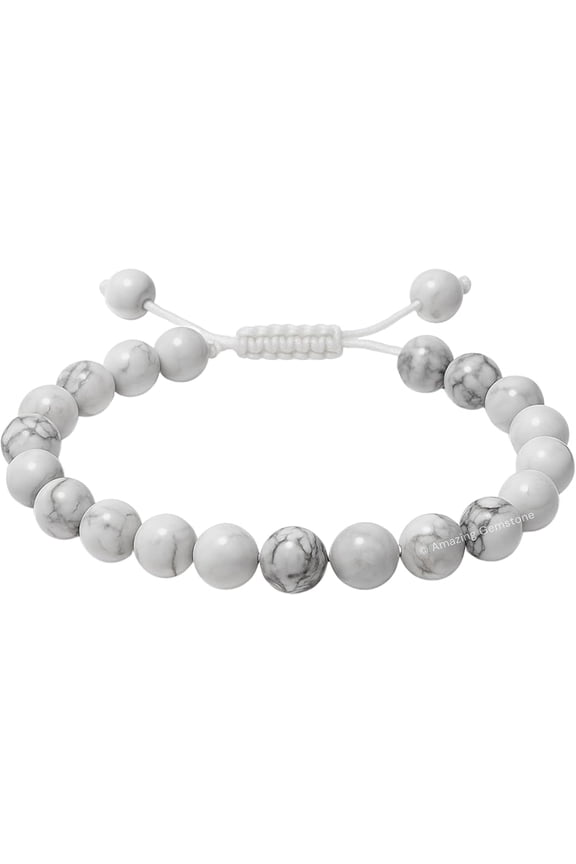 Howlite Crystal Bracelet - 8mm Beaded Bracelet and Healing Stones