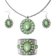 thumbnail image 1 of Howlite Jewelry Sets for Women - Turquoise Inspired Western Cowgirl Accessories - Statement Cuff Bracelet Necklace Earrings Sets Southwestern Chunky  Costume Jewelry - Green Christmas Gifts, 1 of 12