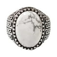 thumbnail image 1 of Howlite Mans Ring, Natural Howlite Ring, White Turquoise, Silver Jewelry, 925 Silver Ring, Birthday Gift, Heavy Mens Ring, Arabic Design, Ottoman Style Ring, Christmas, Turkey Mens Signet Ring, 1 of 7