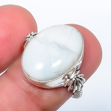 Howlite - Usa Gemstone 925 Sterling Silver Boho Ring s.6.5 R7459-13, Christmas Gift, Gemstone Silver Jewelry, Howlite Ring, New Year Sale