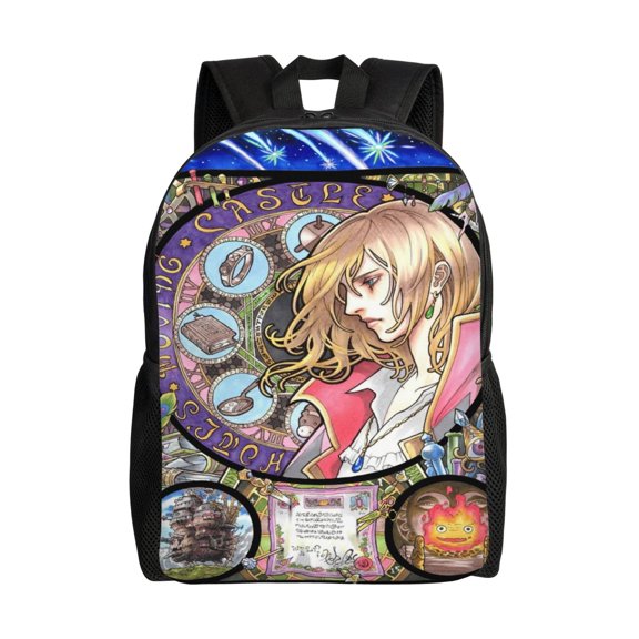 Howls Moving Castle Backpack Cute Anime Large Capacity Multifunction Backpacks Lightweight Sports Travel Laptop Bag Daypack 16In