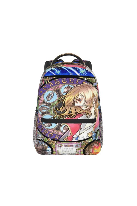 Howls Moving Castle Fire Backpack Lightweight Backpack Large Capacity Portable Outdoor Travel Backpack Laptop Bag