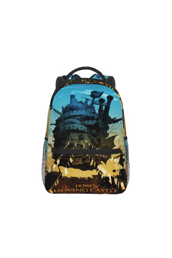 Howls Moving Castle Fire Backpack Lightweight Backpack Large Capacity Portable Outdoor Travel Backpack Laptop Bag