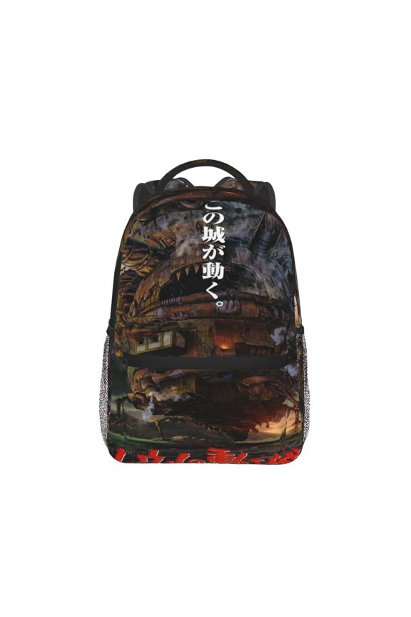 Howls Moving Castle Fire Backpack Lightweight Backpack Large Capacity Portable Outdoor Travel Backpack Laptop Bag