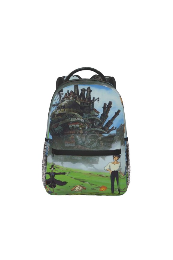 Howls Moving Castle Fire Backpack Lightweight Backpack Large Capacity Portable Outdoor Travel Backpack Laptop Bag