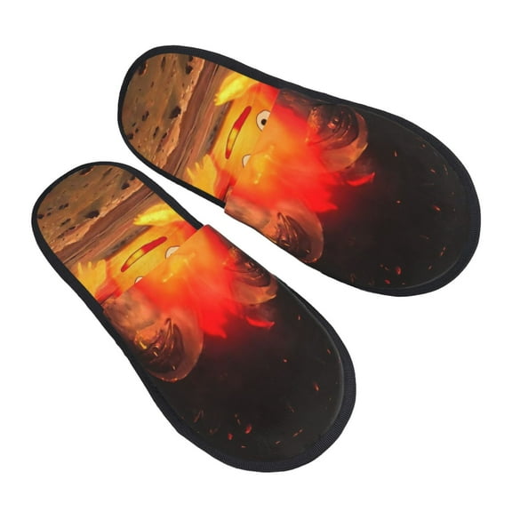 Howls Moving Castl Fire Slippers for Women Men Cotton Home Slippers Soft Fleece for Indoor Outdoor