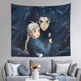 thumbnail image 1 of Howls Moving Castle Wall Tapestry Cartoon Poster Wall Hanging Tapestry for College Dorm Living Room Bedroom Decoration 59x59 Inch, 1 of 7