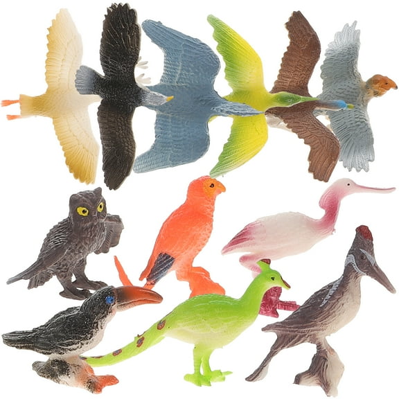 Howooi 12PCS/Set Simulation Wildlife Model Lifelike Bird Figurine Desktop Adornment Educational Toy