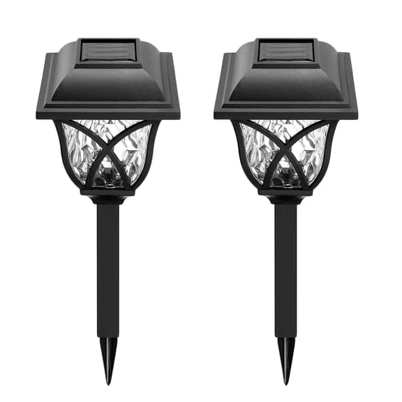 HOMEMAXS 2PCS LED Solar Glass Lawn Lamp Outdoor Landscape Pole Lights for Garden Path Decoration