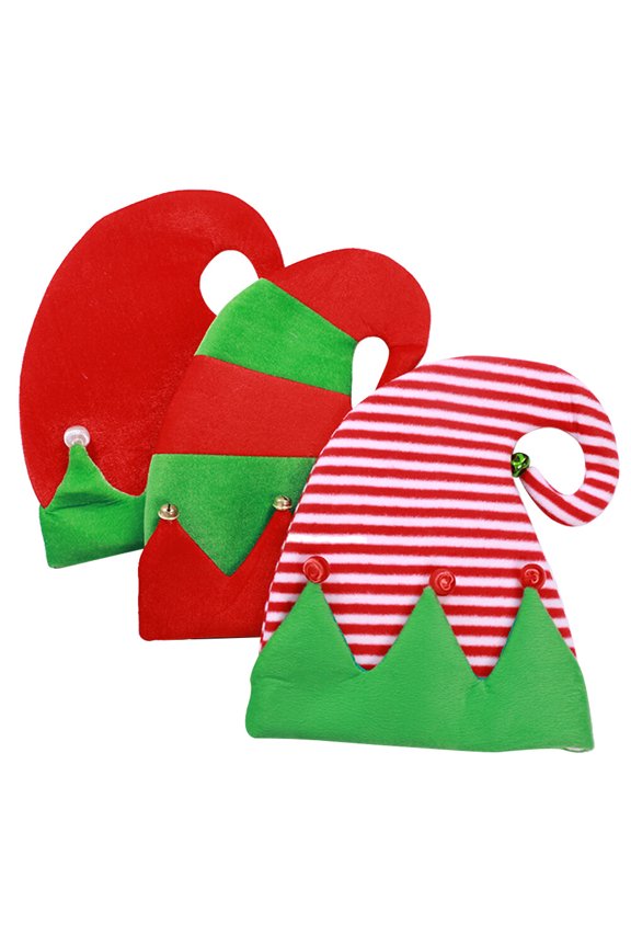 3pcs Christmas Theme Decorations Flannel Bell Caps Adorable Headwear Accessories