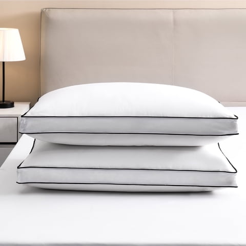 Howsheep Gusseted Feather Down Pillow Set of 2, Medium Firm Hotel Bed Pillows 2 Pack, Queen Size for Side Sleepers, 20 x 30 in