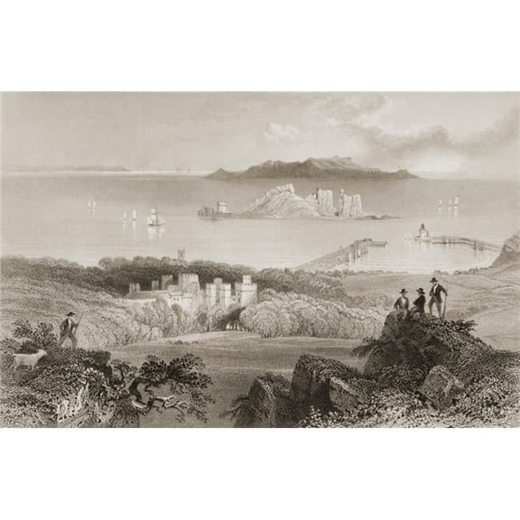 Howth Castle Howth County Dublin Ireland Drawn by Whbartlett Engraved by R Wallis From the Scenery & Antiqui Poster Print, 17 x 11