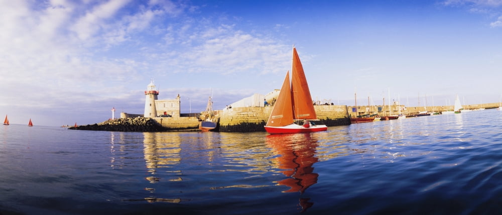 Howth County Dublin Ireland Sailboat In Harbour Canvas Art - The Irish Image Collection Design Pics (44 x 20)