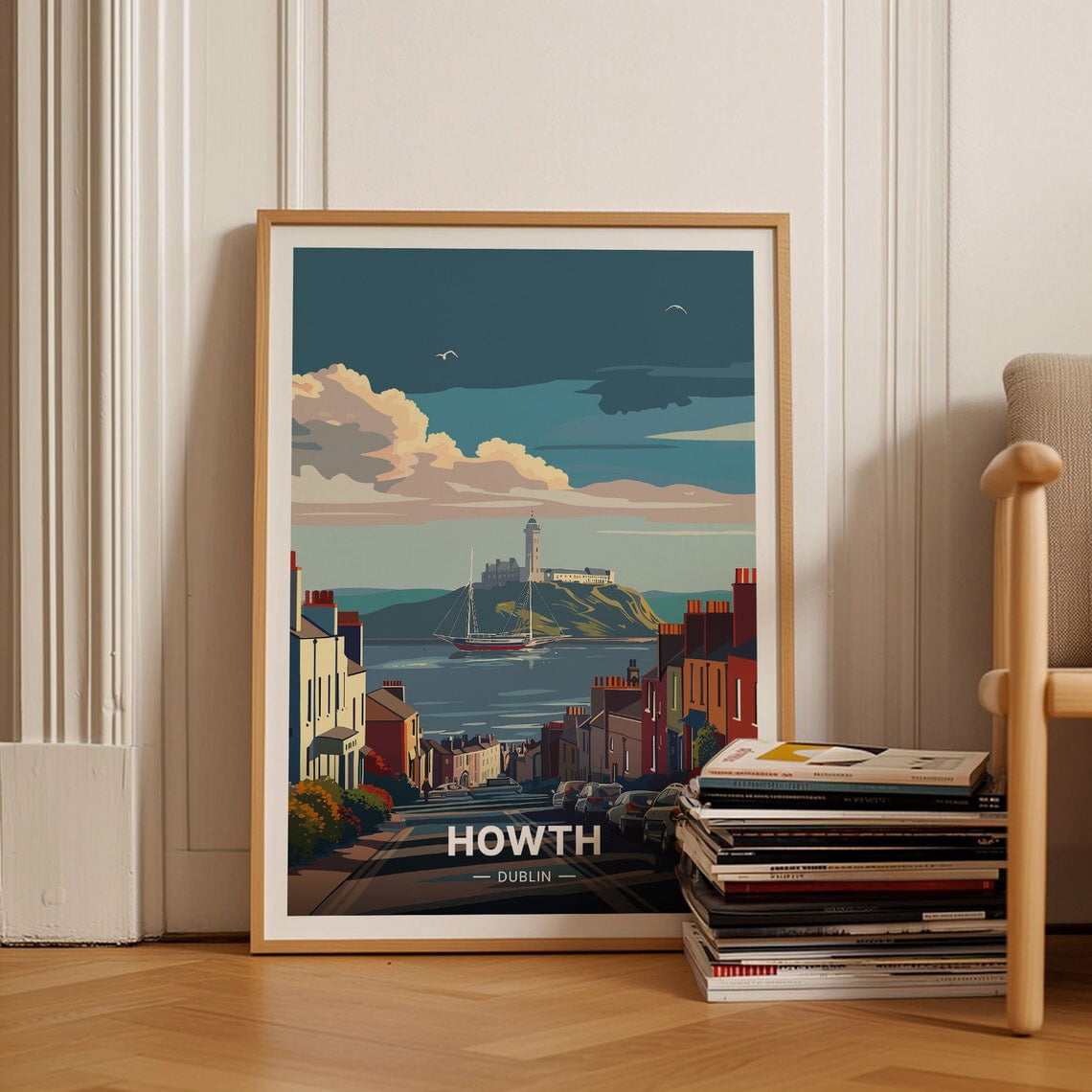 Howtch Dunlin Howth Dublin Ireland Travel Poster, Vintage Style, Travel Inspired Home ...