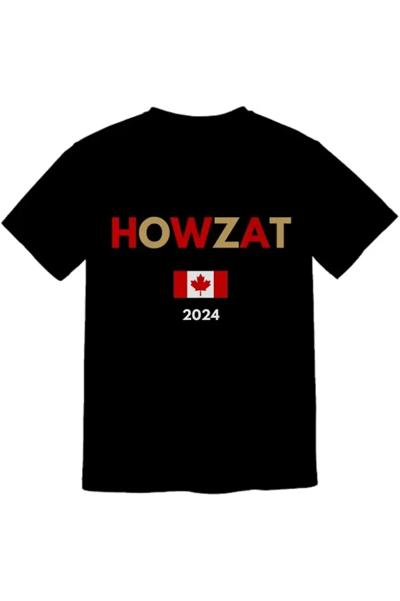 Howzat Canada Cricket 2024 Graphic T-Shirt - Retro Sports Fan Apparel for Men and Women - Comfortable Cotton Short Sleeve Tee