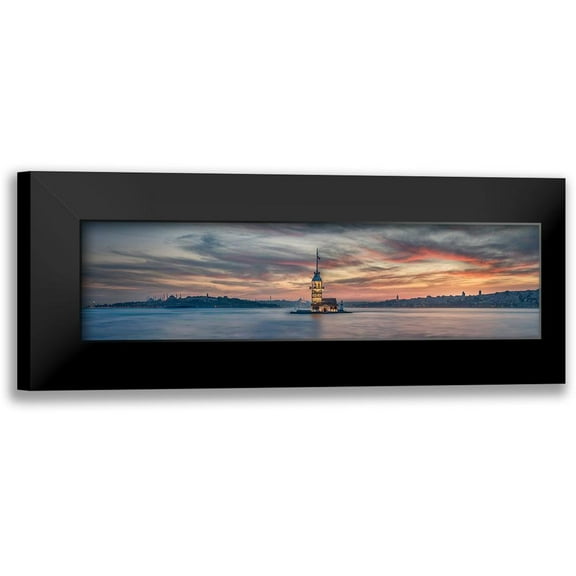 Hoxha, Rilind 14x7 Black Modern Framed Museum Art Print Titled - Maiden Tower