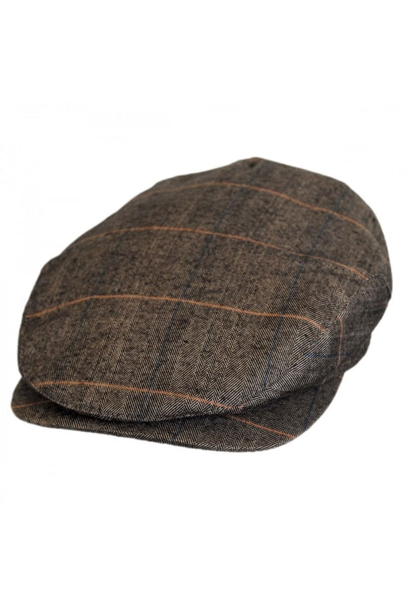 Hoxton Herringbone Plaid Wool Blend Ivy Cap - XXL - Brown