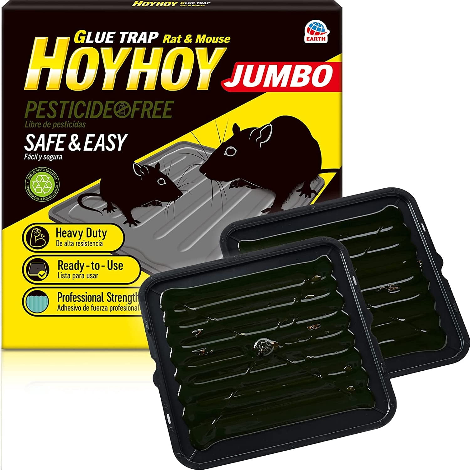 Hoy Hoy Rat & Mouse Jumbo Size, Glue Mat Rodent Trap (2 Count)