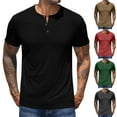 thumbnail image 1 of Hoy Oferta Flash BiZtdJrK Henley Shirts for Men Casual Button V Neck Short Sleeve Tshirts Summer Cotton Basic Tee Tops Solid Color Business Blouses Dark Gray XL, 1 of 6