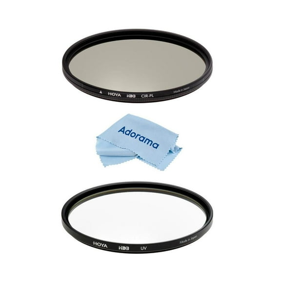 Hoya 55mm HD3 UV and Circular Polarizer Filter Kit With Microfiber Cloth