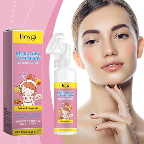 Hoygi Turmeric Kojic Acid Mousse Cleanser, Facial Cleansing Hydrating Moisturizing And Rejuvenating Cleanser