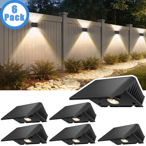 Hoyiours 6-Pack Solar Fence Lights Outdoor Waterproof, Up and Down Solar Wall Lights for Yard Patio Deck, Warm White
