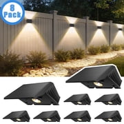 Hoyiours 8-Pack Solar Fence Lights Outdoor Waterproof, Up and Down Solar Wall Lights for Yard Patio Deck, Warm White