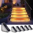 thumbnail image 1 of Hoyiours Solar Step Lights Outdoor Waterproof IP67, 10 LED 80 Lumens Solar Stair Lights with High-Efficiency Polycrystalline Glass Panel, Triangle Solar Deck Lights for Patio, Yard and Garden, 6 Pack, 1 of 7
