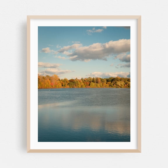 Hoyt Lake in Delaware Park, Buffalo - Buffalo New York Photography Autumn Lake Nature Scenic Landscape Water Woodland Oak Framed Wall Art Print 6 x 8 inches