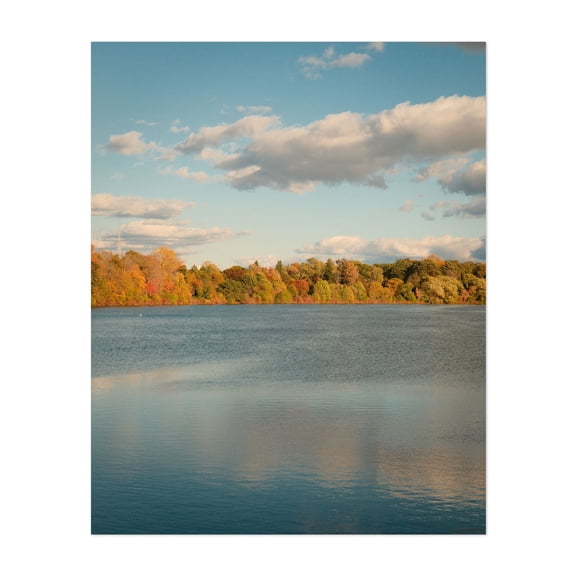 Hoyt Lake in Delaware Park, Buffalo - Buffalo New York Photography Autumn Lake Nature Scenic Landscape Water Woodland Unframed Wall Art Print 36 x 48 inches