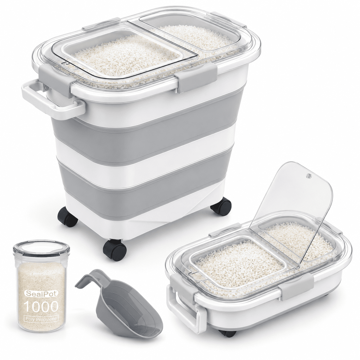 Hoytamda 25-35lbs Rice Container Collapsible Food Storwheels - Walmart.com