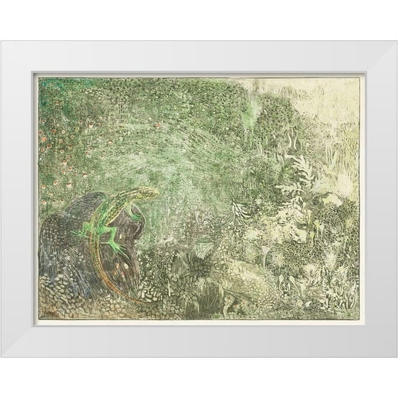 Hoytema, Theo van 14x12 White Modern Wood Framed Museum Art Print Titled - Lizard on a stone