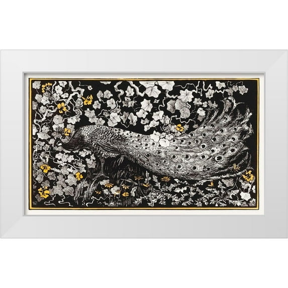 Hoytema, Theo van 18x12 White Modern Wood Framed Museum Art Print Titled - Peacock