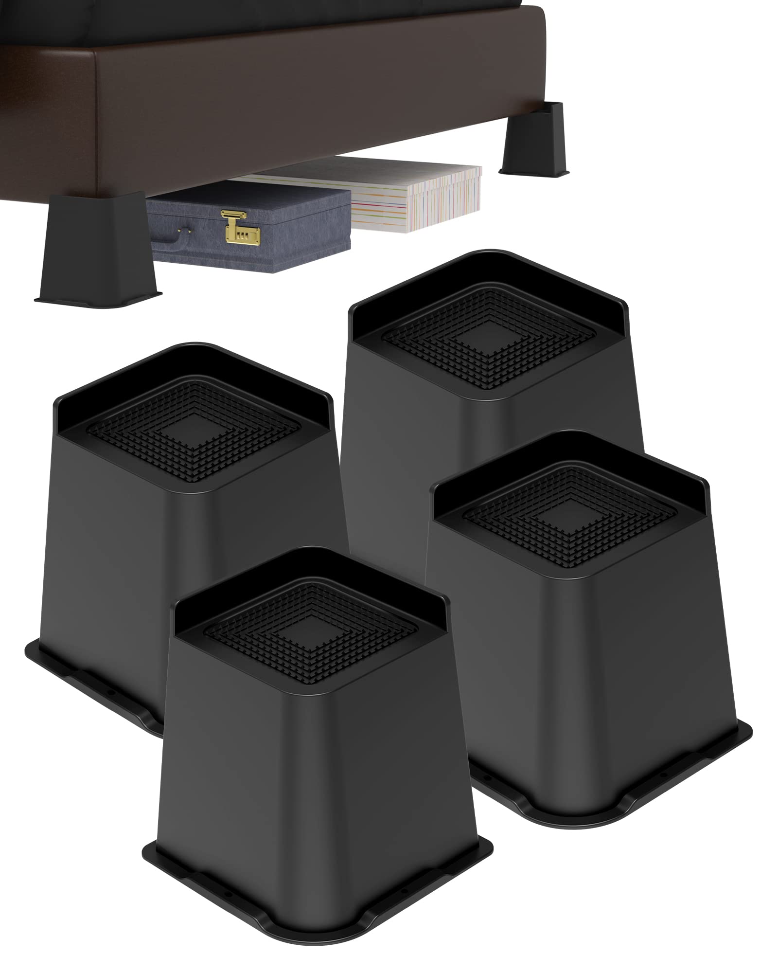 Hoyula (2023 Upgraded) 6" YPF5 Bed Risers, Heavy Duty Funiture Lifters