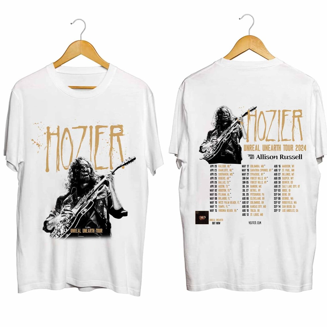 Hozier 2024 Tour Vintage Shirt, Hozier Unreal Unearth Tour 2024 Shirt