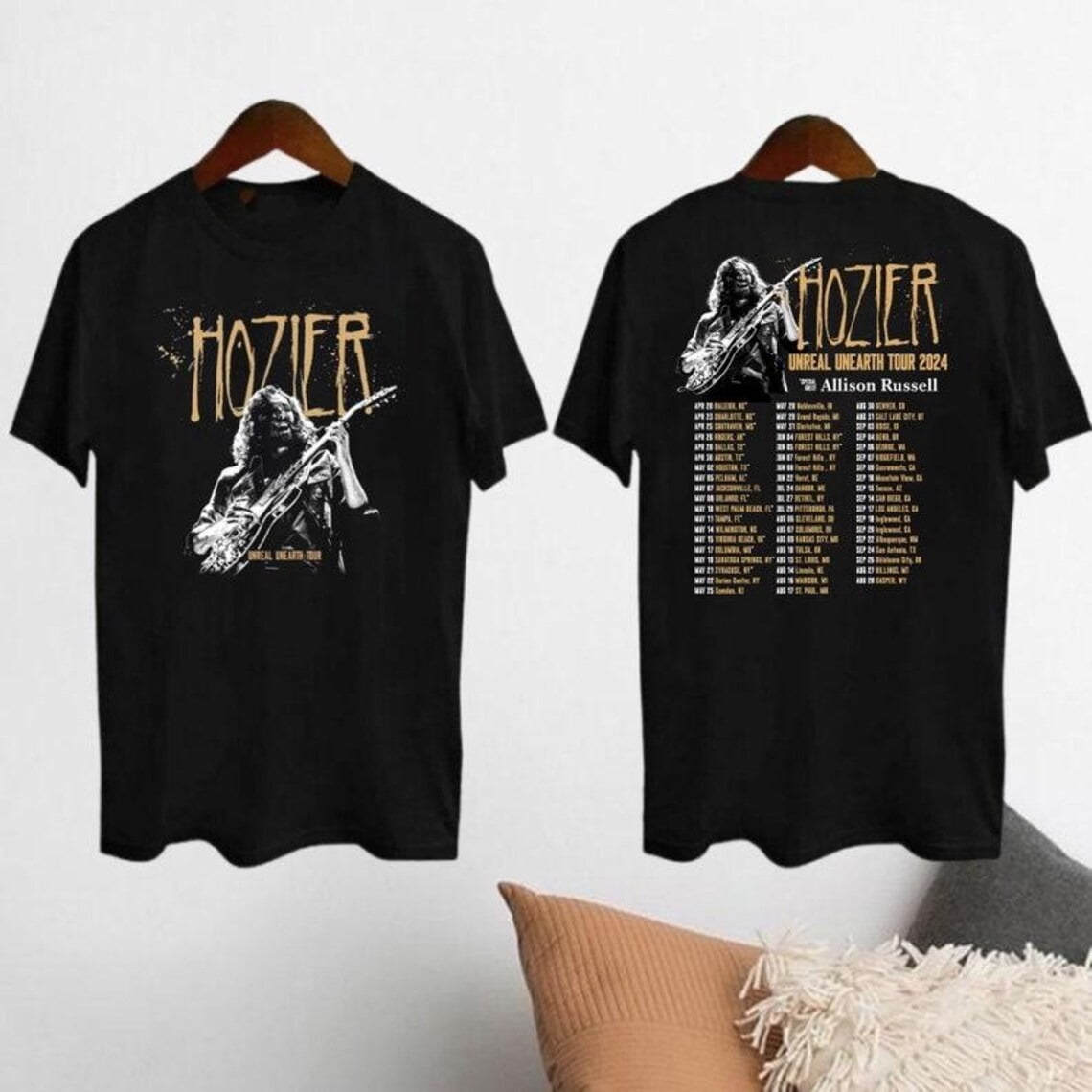 Hozier Unreal Unearth Tour 2 Sides Tshirt, Hozier Tour 2024, Music