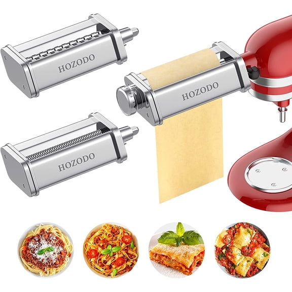 Hozodo Pasta Attachment for KitchenAid Stand Mixers Pasta Roller & Cutter Attachments Set, 3 Piece