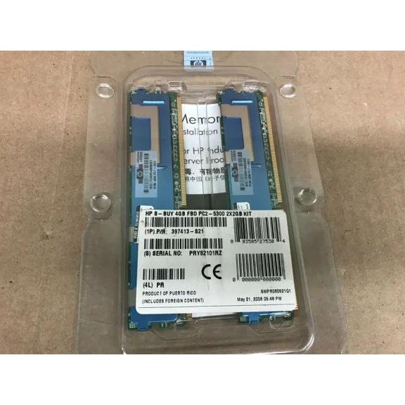 Hp 4Gb Kit(2X2Gb) Hp 397413-S21 Ddr2 Pc2-5300F Ecc Server Memory