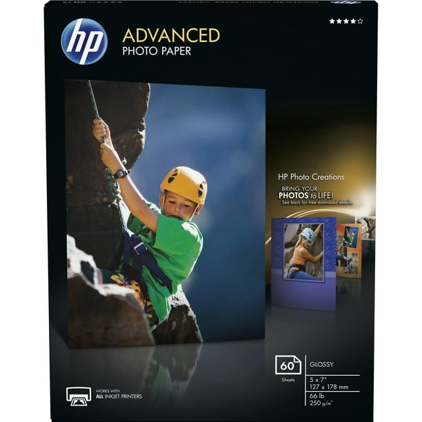 Hp Advanced injt Photo Paper White 5" X 7" 66 Lb Basis Weight