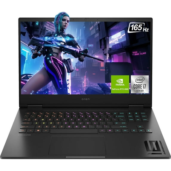 Hp OMEN Gaming Laptop, 16.1" FHD Display, Intel Core i7-13700HX, 32 GB DDR5 RAM, 512 GB PCIe NVMe SSD, NVIDIA GeForce RTX 4060, Backlit Keyboard, Windows 11 Home, Black