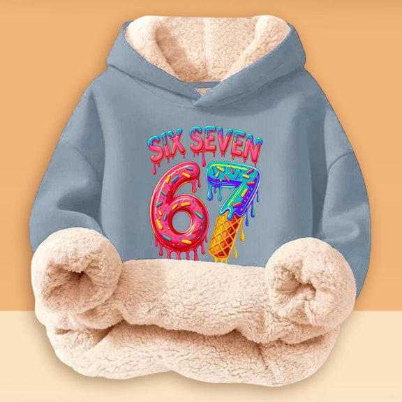 Hpapadks 6 7 Sweatshirt Kids Cozy Fleece Hooded Sweatshirt Soft Warm Cute Print Casual Play and Outdoors Top Boys Six Seven Hoodies
