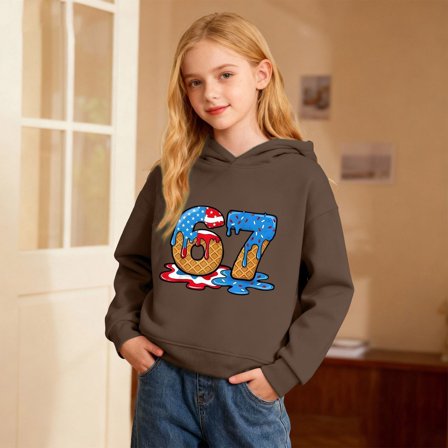 Hpapadks 67 Hoodie Kids Graphic Print Hooded Sweatshirt Casual Pullover Long Sleeves Athletic Jacket Girls Six Seven Sweatshirts